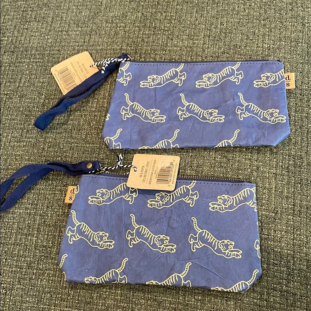 Danica Blue Tiger Print Wristlet Washable Paper Pouches